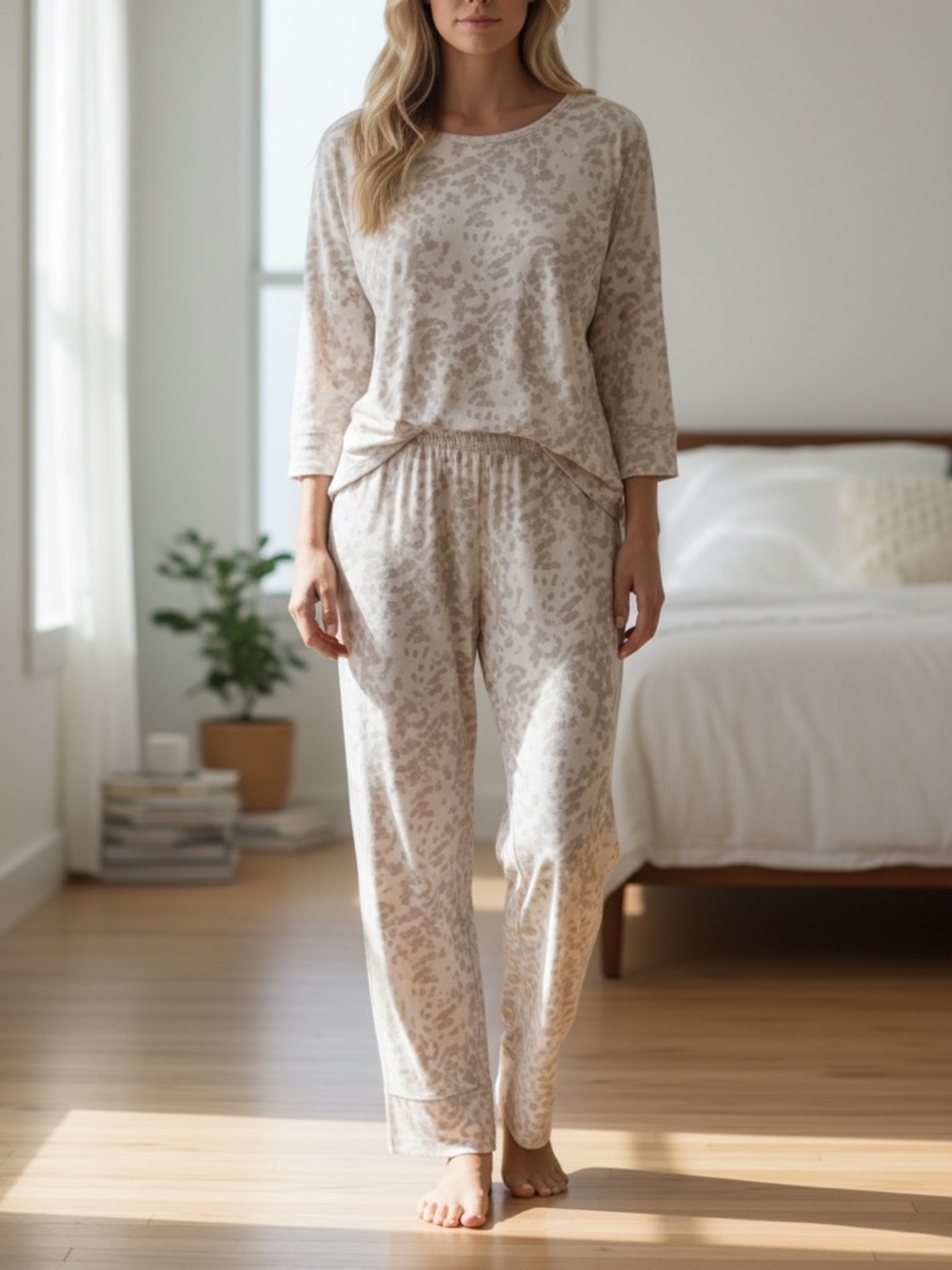 Carole Hochman Midnight 3PC Cotton Pajama Set NWT Size L Creme
